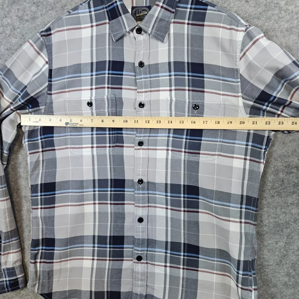 J Crew Men's Gray & Blue Plaid Long Sleeve Button Up Shirt Size M Cotton‎ Casual